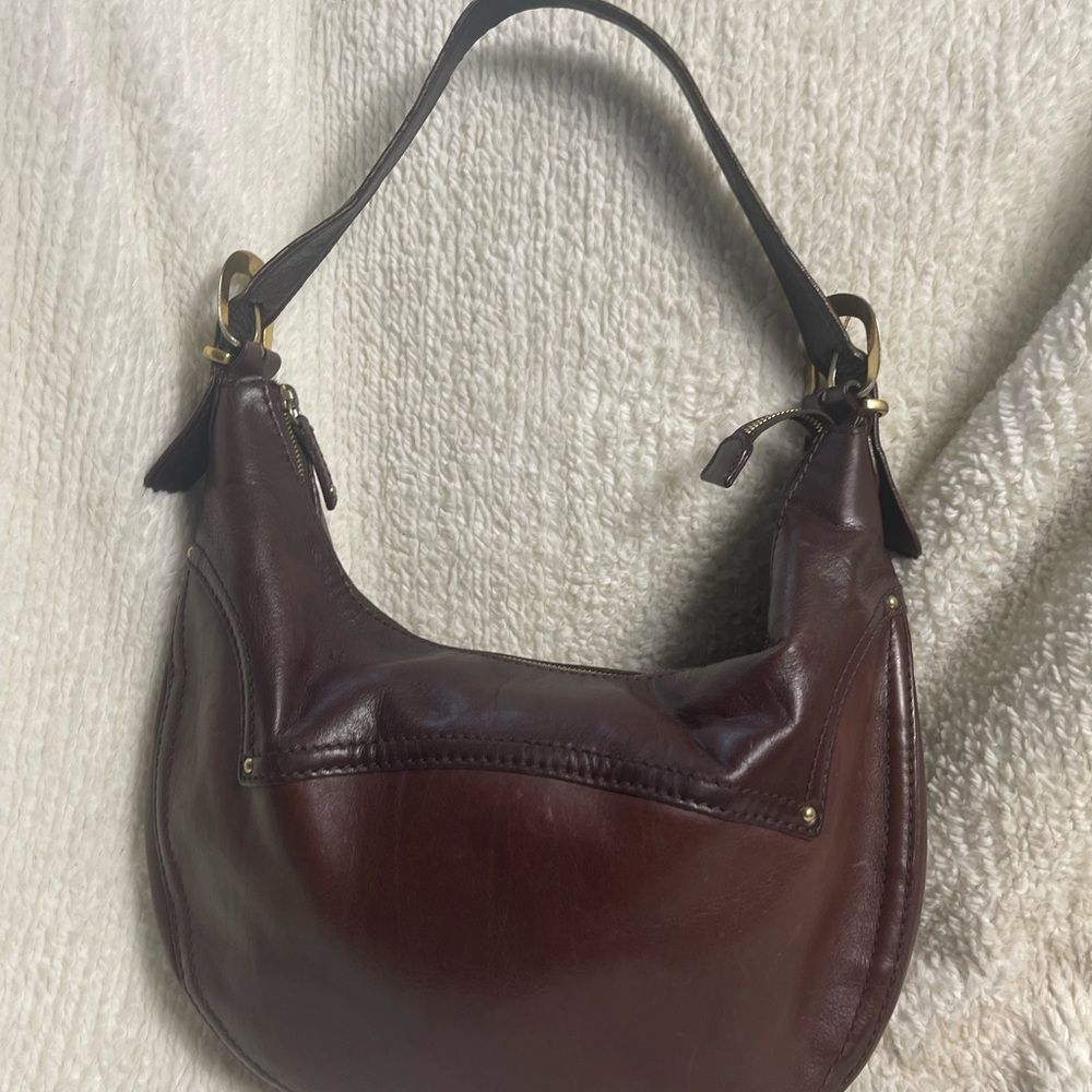 Michael Kors leather dark Brown large hobo bag gold studs accent& hardwares - Picture 5 of 16
